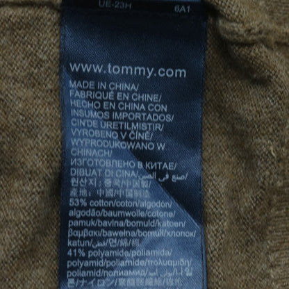 Tommy Hilfiger Men's Brown V-Neck Cotton Wool Jumper Size M