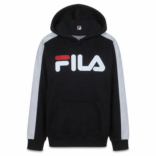Front view of Fila women’s xs black pullover hoodie with logo design