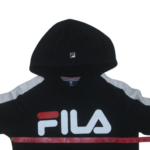 FILA Womens XS Black Pullover Hoodie with Logo Design