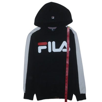 FILA Womens XS Black Pullover Hoodie with Logo Design