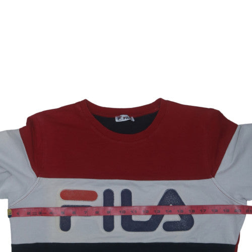 Fila Womens Red White Blue Colourblock Pullover Sweatshirt M