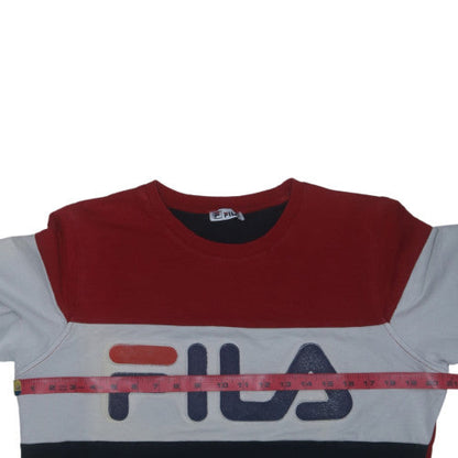 Fila Womens Red White Blue Colourblock Pullover Sweatshirt M