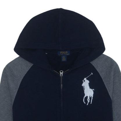 Ralph Lauren Boys Blue Full Zip Hoodie Size 14-16 Years Cotton Blend