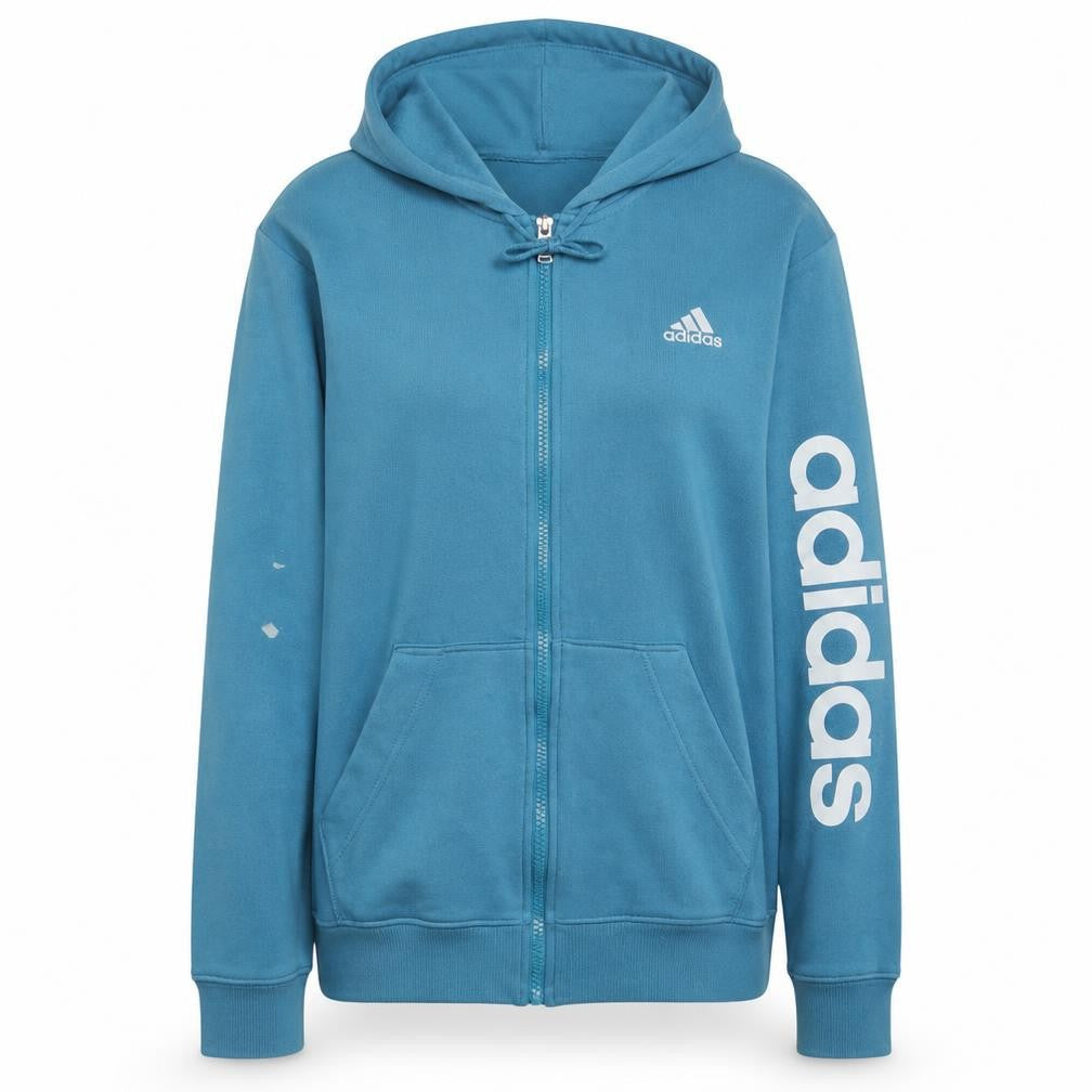 Adidas Womens Blue Full Zip Hoodie Size L Cotton Blend