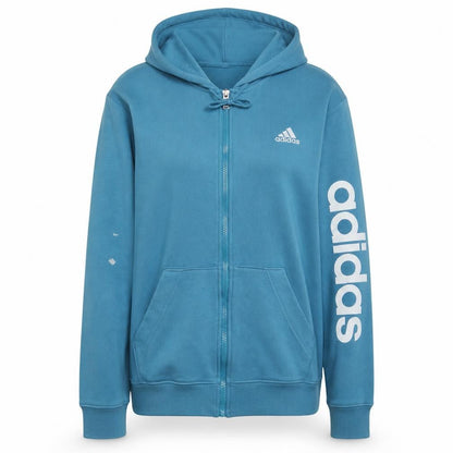 Adidas Womens Blue Full Zip Hoodie Size L Cotton Blend