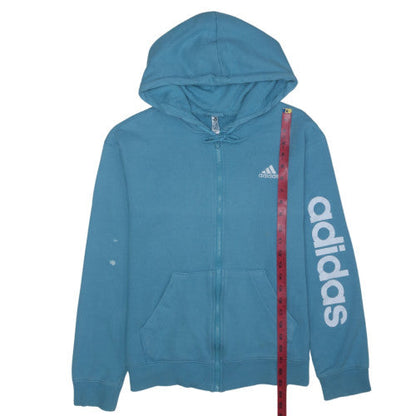 Adidas Womens Blue Full Zip Hoodie Size L Cotton Blend