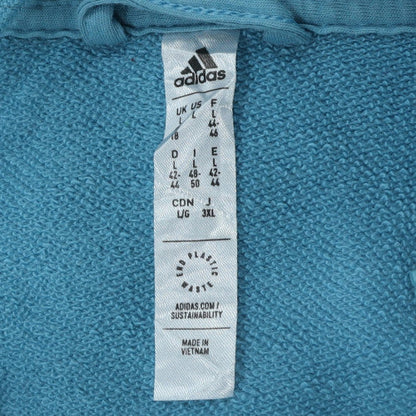 Adidas Womens Blue Full Zip Hoodie Size L Cotton Blend