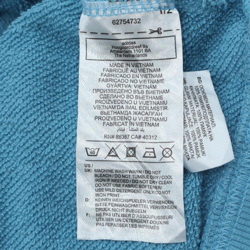 Adidas Womens Blue Full Zip Hoodie Size L Cotton Blend