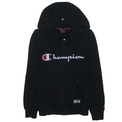 Champion Men's Black Full Zip Hoodie Small Embroidered Logo