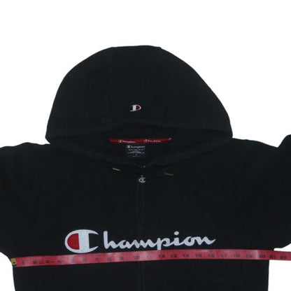Champion Men's Black Full Zip Hoodie Small Embroidered Logo