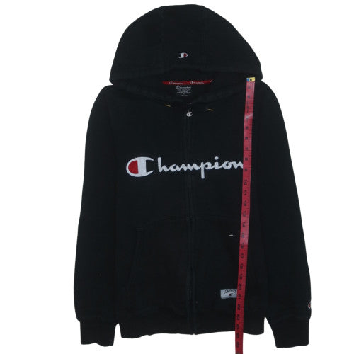 Champion Men's Black Full Zip Hoodie Small Embroidered Logo