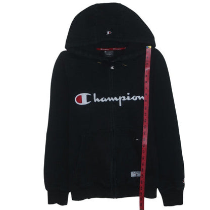 Champion Men's Black Full Zip Hoodie Small Embroidered Logo