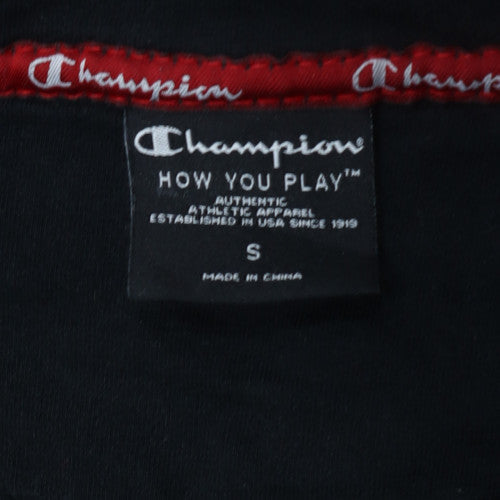 Champion Men's Black Full Zip Hoodie Small Embroidered Logo