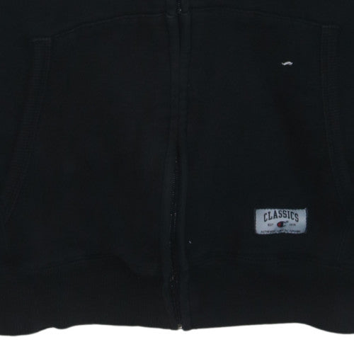 Champion Men's Black Full Zip Hoodie Small Embroidered Logo