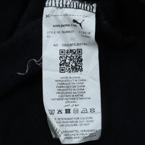 PUMA Womens Black L Pullover Hoodie Logo Print Cotton Blend