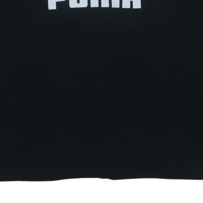 PUMA Womens Black L Pullover Hoodie Logo Print Cotton Blend