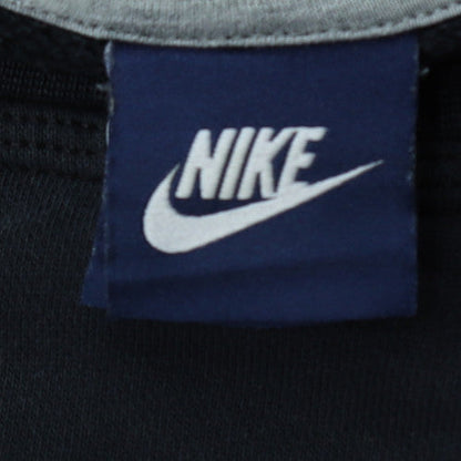 Nike Womens Black Blue Logo Pullover Sweatshirt Size L Cotton Blend
