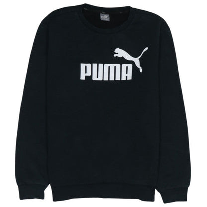 Puma Men's Black Logo Crew Neck Sweatshirt L Regular Fit