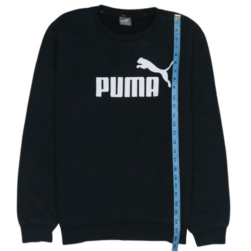 Puma Men's Black Logo Crew Neck Sweatshirt L Regular Fit