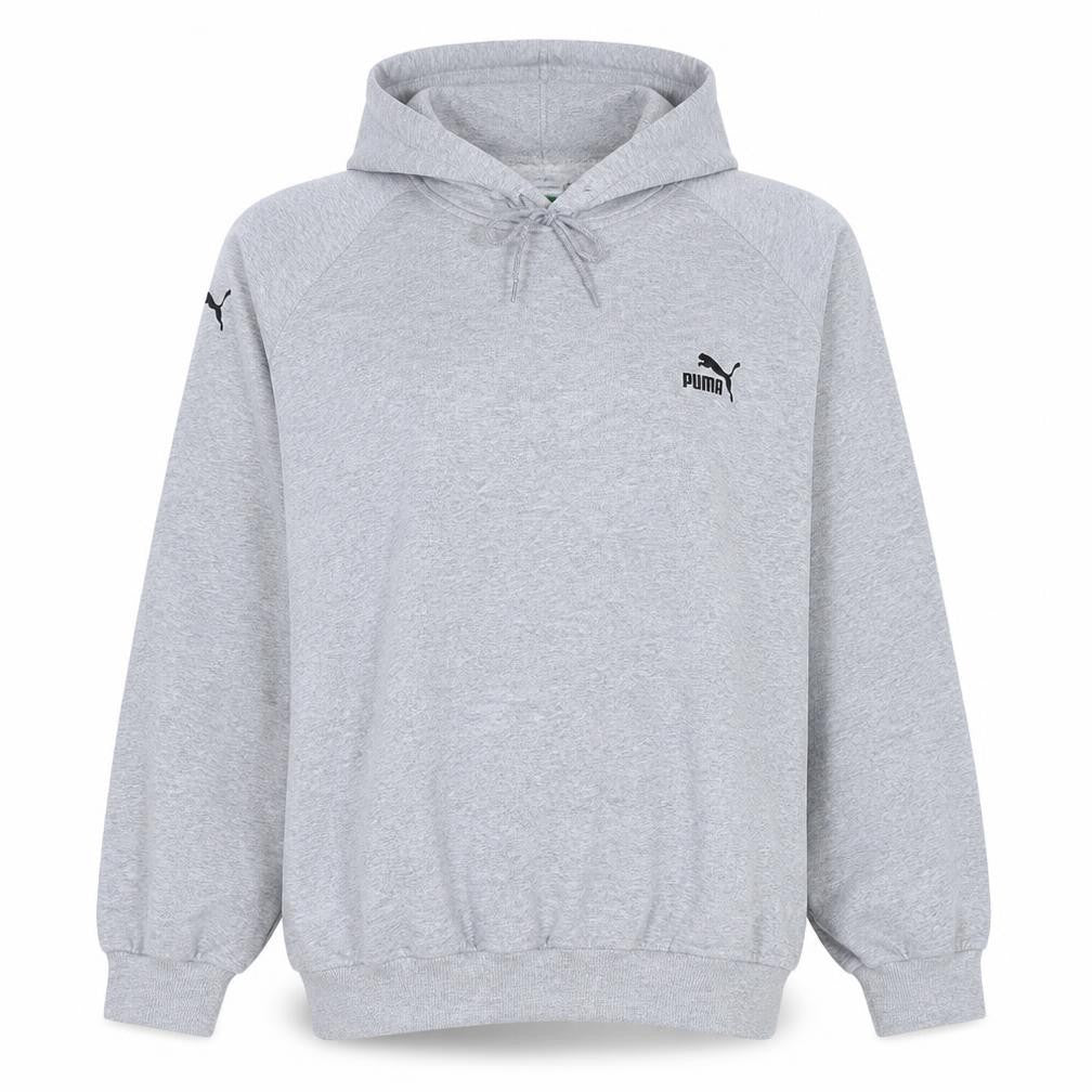 Puma Womens Grey Pullover Hoodie L Cotton Blend Casual Sweatshirt