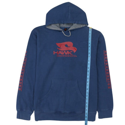 Hawk Mens Blue Pullover Hoodie L Fleece Graphic Skater Sweatshirt