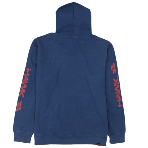 Hawk Mens Blue Pullover Hoodie L Fleece Graphic Skater Sweatshirt