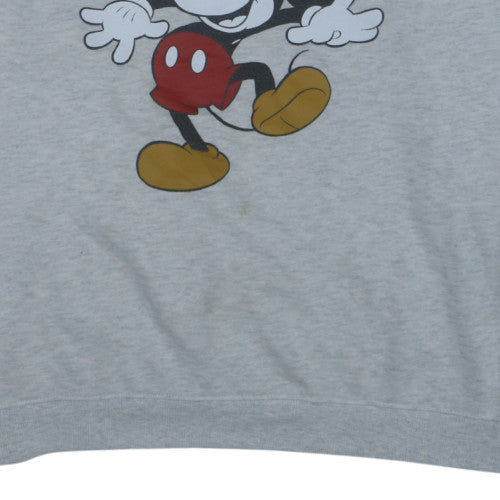 Disney Women Grey Mickey Sweatshirt Size 16 Pullover Crew Neck