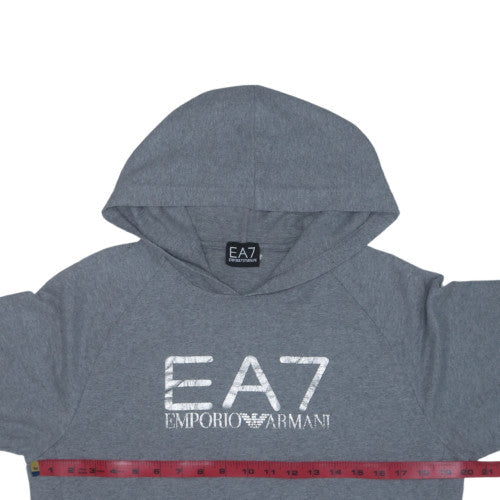 Emporio Armani EA7 Women's Grey Pullover Hoodie Size 12 Cotton Blend