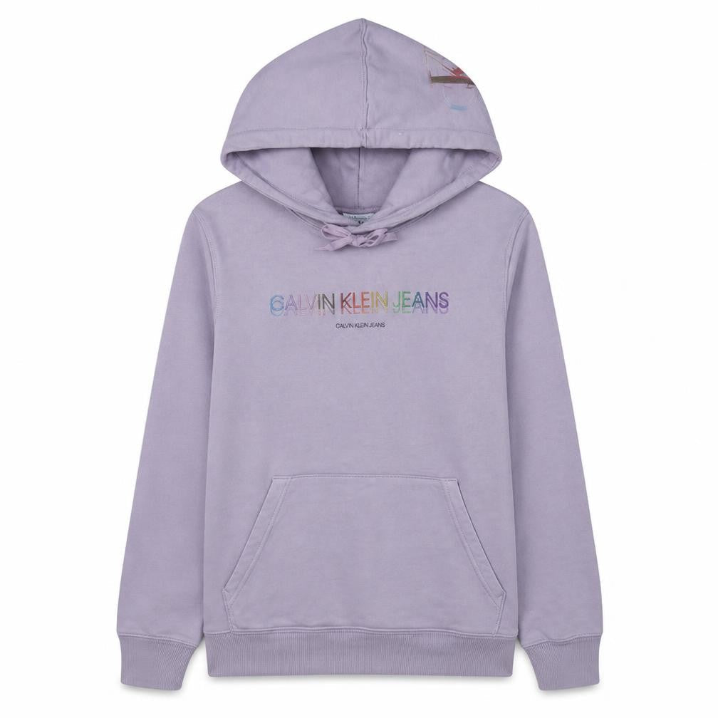 Calvin Klein Jeans Womens Lilac Hoodie L 100% Cotton Pullover