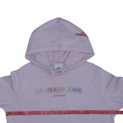 Calvin Klein Jeans Womens Lilac Hoodie L 100% Cotton Pullover
