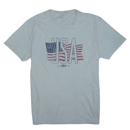 GAP Men's White USA Flag Graphic T-Shirt Size M Regular Fit Crew Neck