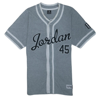 Jordan Men’s Grey Short Sleeve Button Sweatshirt L Sports Style