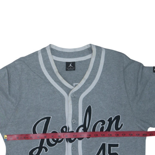 Jordan Men’s Grey Short Sleeve Button Sweatshirt L Sports Style