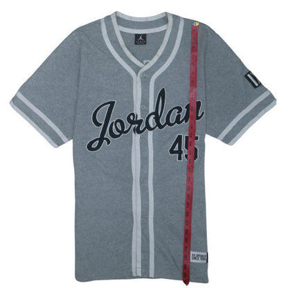 Jordan Men’s Grey Short Sleeve Button Sweatshirt L Sports Style