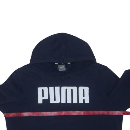 Puma Mens Blue Pullover Hoodie Large Logo Sports Fleece