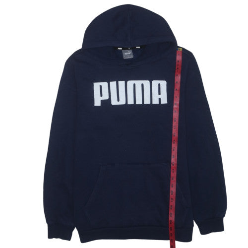 Puma Mens Blue Pullover Hoodie Large Logo Sports Fleece