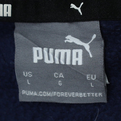 Puma Mens Blue Pullover Hoodie Large Logo Sports Fleece