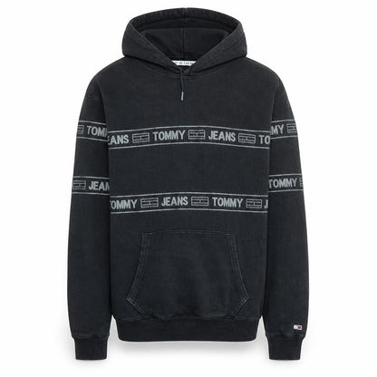 Tommy Jeans Men's Black Small Pullover Hoodie Cotton Logo Casual