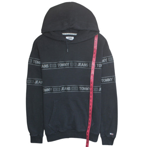 Tommy Jeans Men's Black Small Pullover Hoodie Cotton Logo Casual
