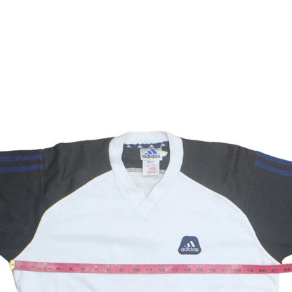 Adidas Boys XS White Retro V-Neck Sports T-Shirt