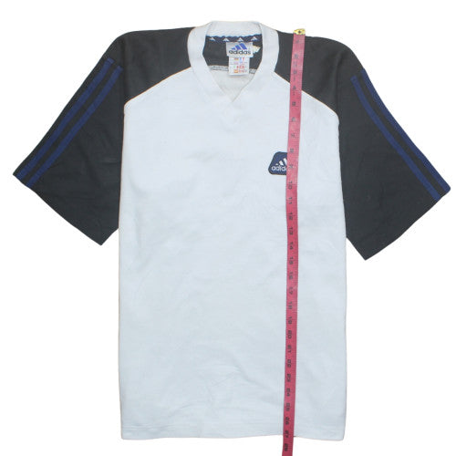 Adidas Boys XS White Retro V-Neck Sports T-Shirt