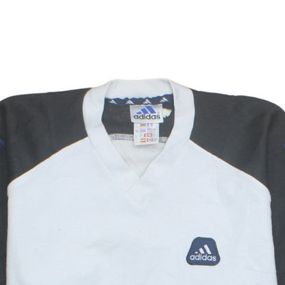 Adidas Boys XS White Retro V-Neck Sports T-Shirt