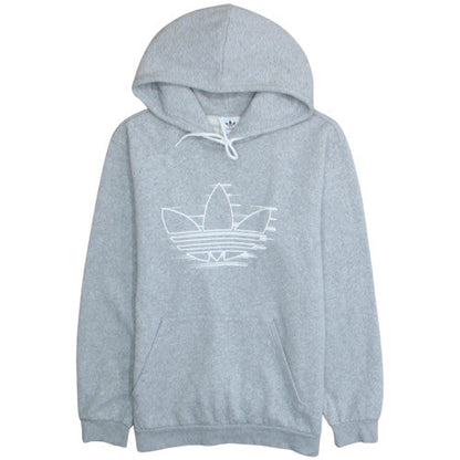 Adidas Mens Grey L Pullover Hoodie Cotton Blend Graphic Print
