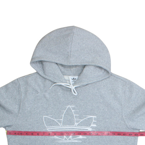 Adidas Mens Grey L Pullover Hoodie Cotton Blend Graphic Print