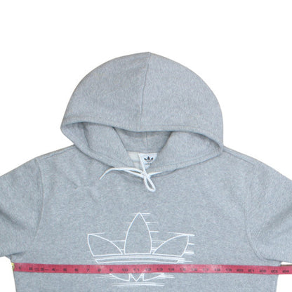 Adidas Mens Grey L Pullover Hoodie Cotton Blend Graphic Print