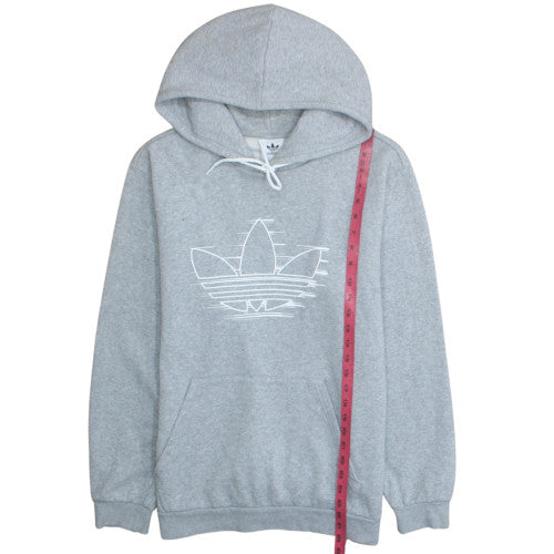 Adidas Mens Grey L Pullover Hoodie Cotton Blend Graphic Print