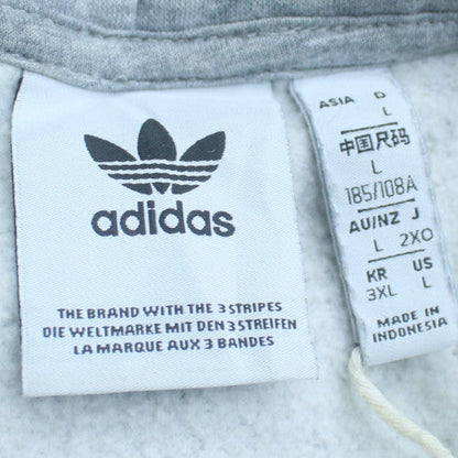 Adidas Mens Grey L Pullover Hoodie Cotton Blend Graphic Print