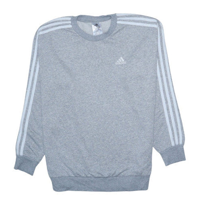 Adidas Women Grey Crew Neck Long Sleeve Pullover Sweatshirt S 8-10