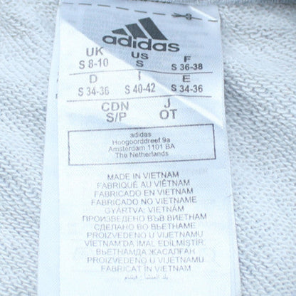 Adidas Women Grey Crew Neck Long Sleeve Pullover Sweatshirt S 8-10
