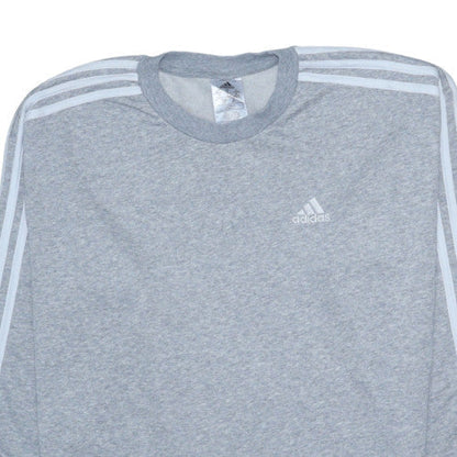 Adidas Women Grey Crew Neck Long Sleeve Pullover Sweatshirt S 8-10